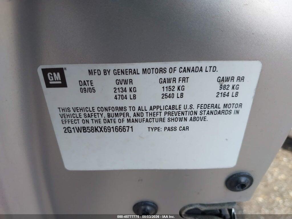 2G1WB58KX69166671 2006 CHEVROLET IMPALA photo no. 9