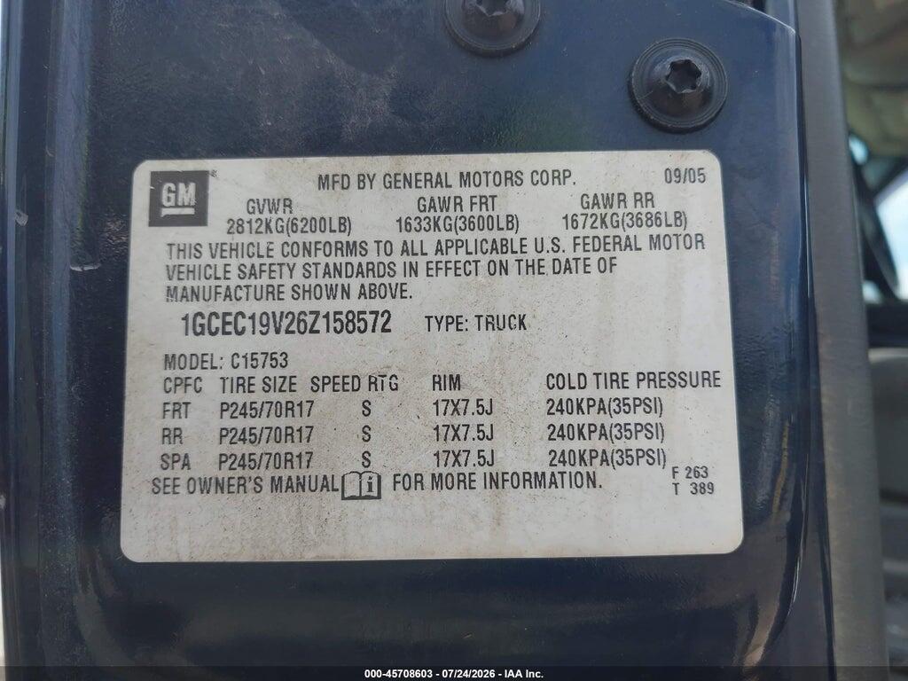 1GCEC19V26Z158572 2006 CHEVROLET SILVERADO 1500 photo no. 9