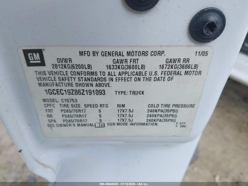 1GCEC19Z86Z191093 2006 CHEVROLET SILVERADO 1500 photo no. 9