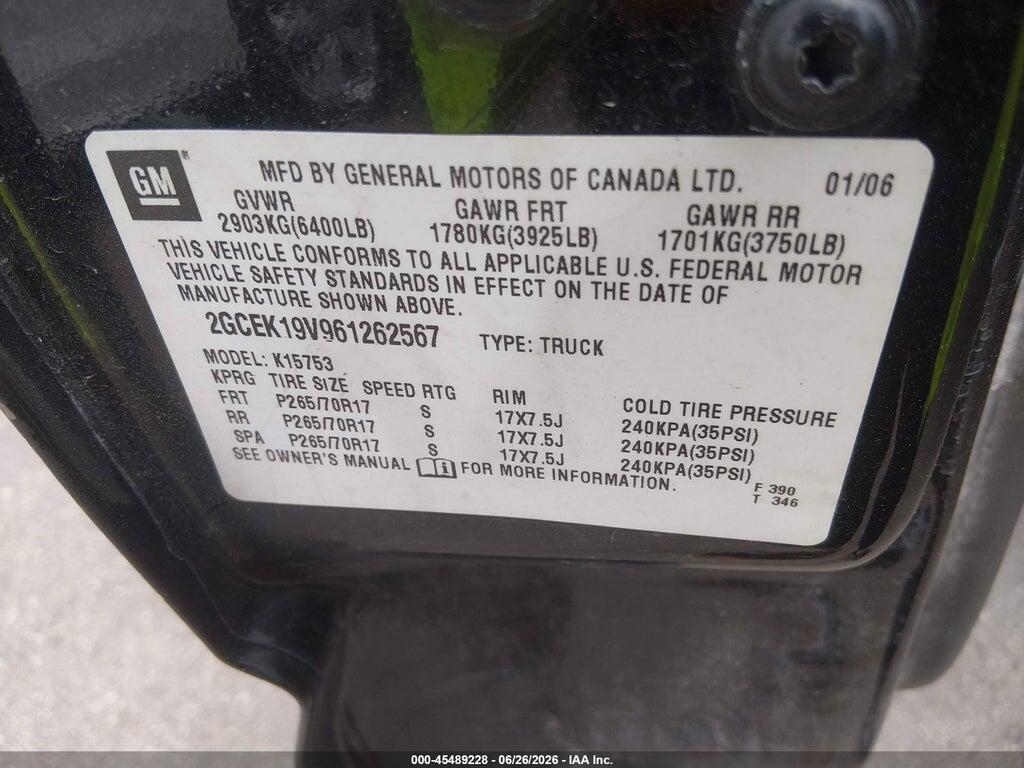 2GCEK19V961262567 2006 CHEVROLET SILVERADO 1500 photo no. 9