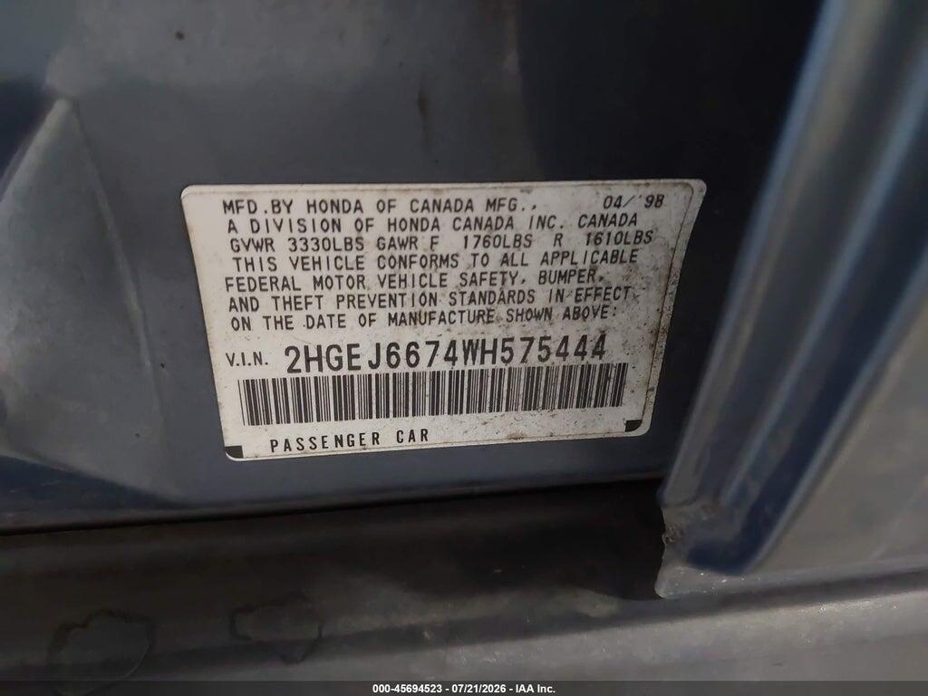 2HGEJ6674WH575444 1998 HONDA CIVIC photo no. 9