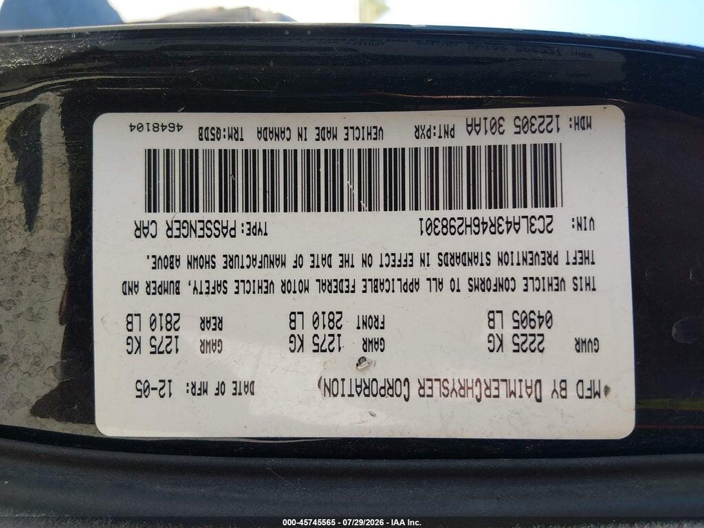 2C3LA43R46H298301 2006 CHRYSLER 300 photo no. 9