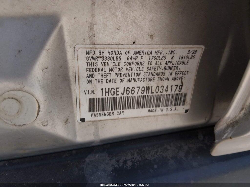 1HGEJ6679WL034179 1998 HONDA CIVIC photo no. 9