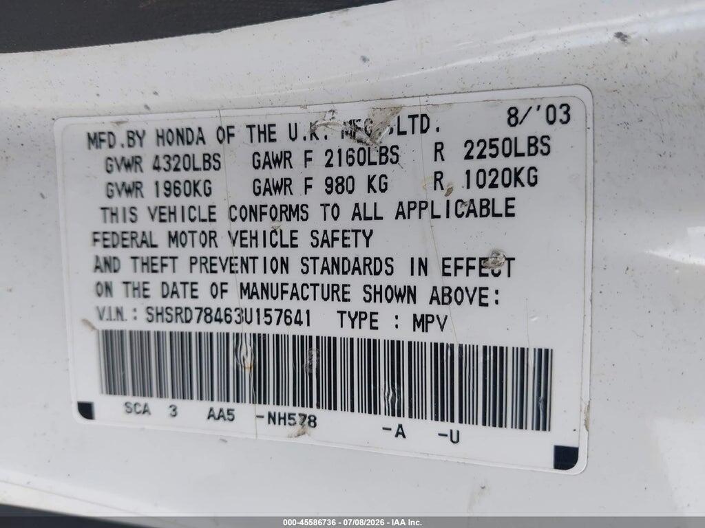 SHSRD78463U157641 2003 HONDA CR-V photo no. 9