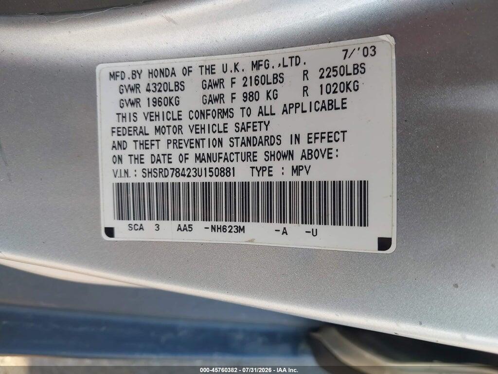 SHSRD78423U150881 2003 HONDA CR-V photo no. 9