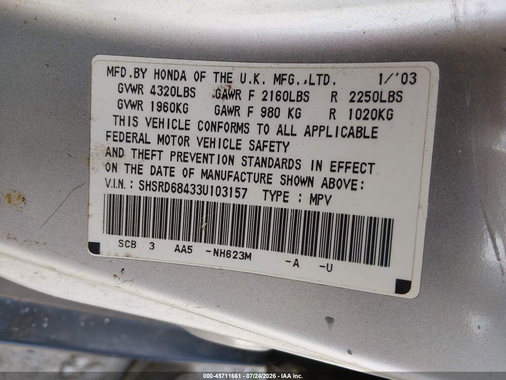SHSRD68433U103157 2003 HONDA CR-V photo no. 9