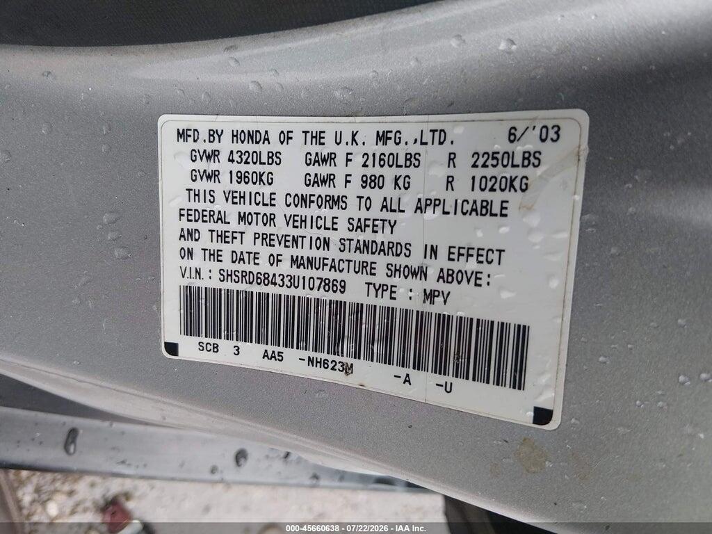 SHSRD68433U107869 2003 HONDA CR-V photo no. 9