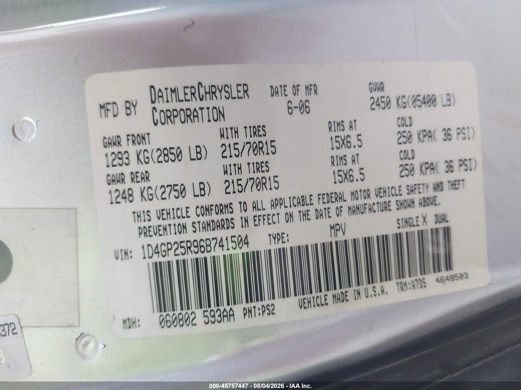 1D4GP25R96B741504 2006 DODGE CARAVAN photo no. 9