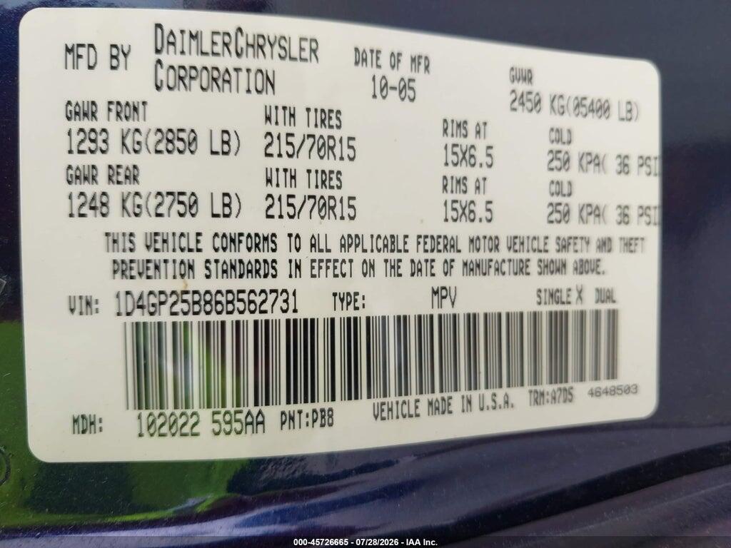 1D4GP25B86B562731 2006 DODGE CARAVAN photo no. 9