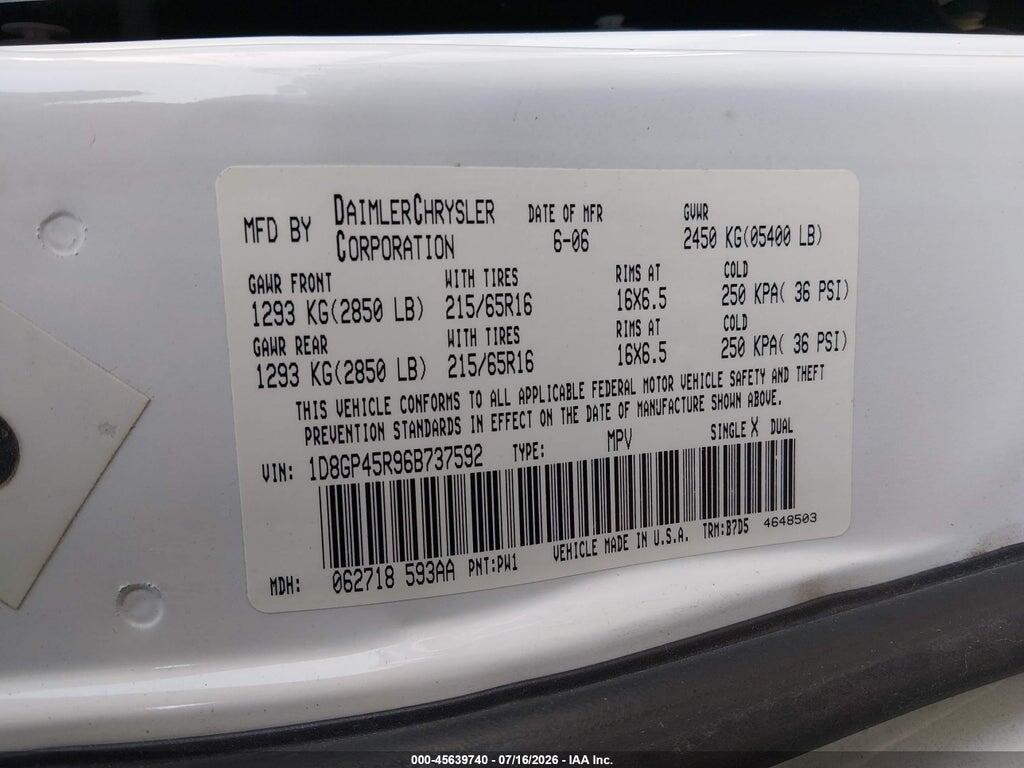 1D8GP45R96B737592 2006 DODGE CARAVAN photo no. 9