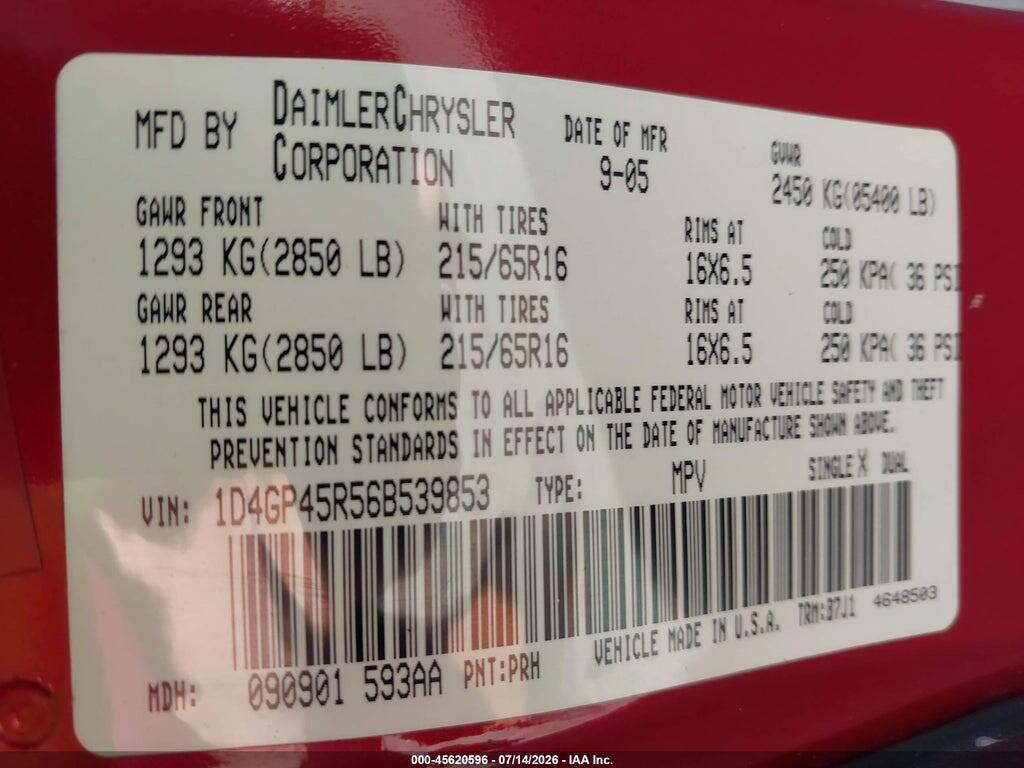 1D4GP45R56B539853 2006 DODGE CARAVAN photo no. 9