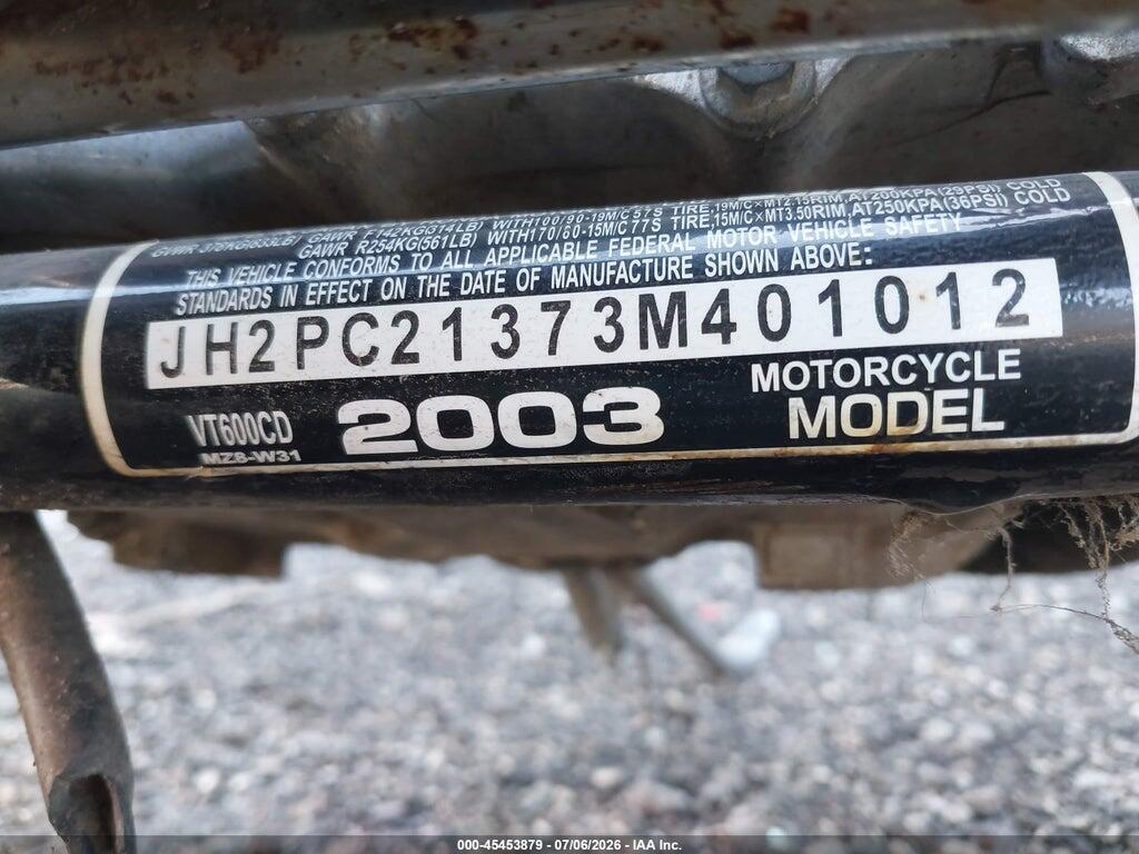 JH2PC21373M401012 2003 HONDA VT600 photo no. 10