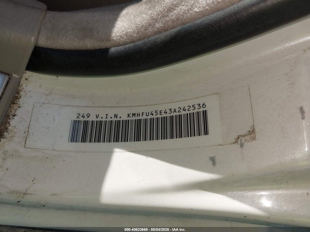KMHFU45E43A242536 2003 HYUNDAI XG350 photo no. 9
