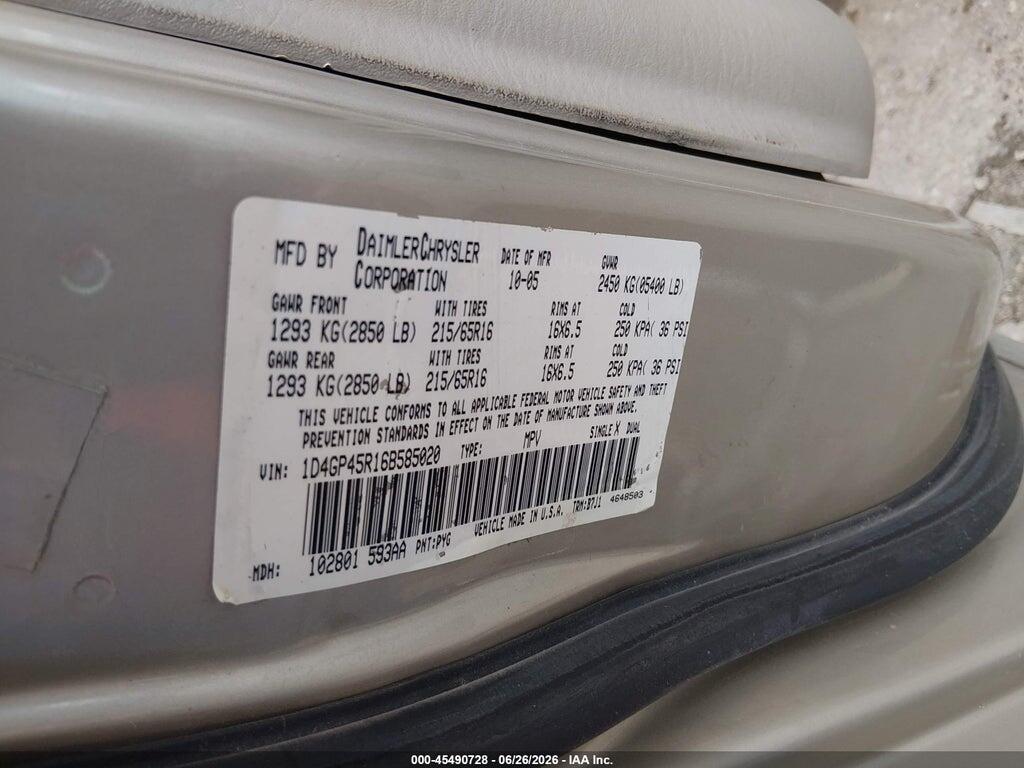 1D4GP45R16B585020 2006 DODGE CARAVAN photo no. 9
