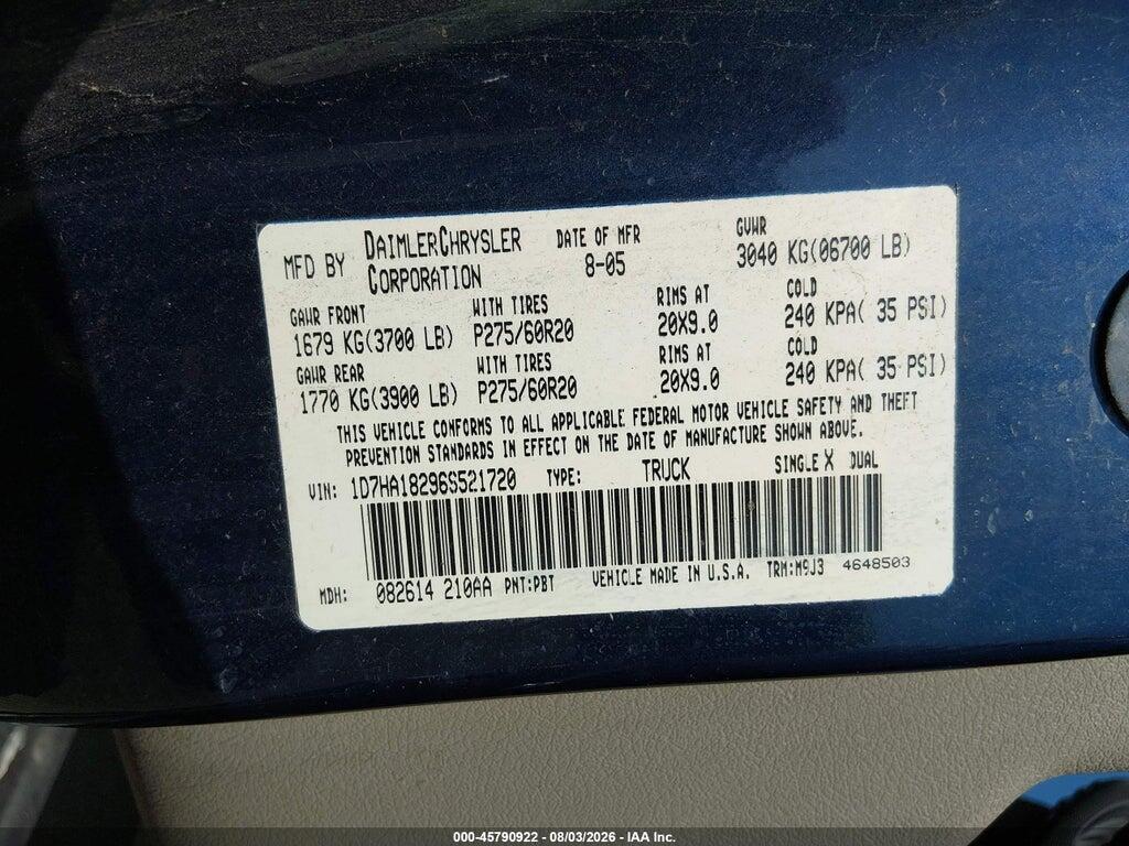 1D7HA18296S521720 2006 DODGE RAM 1500 photo no. 9