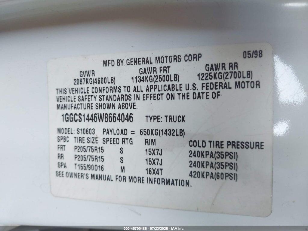 1GGCS1446W8664046 1998 ISUZU HOMBRE photo no. 9