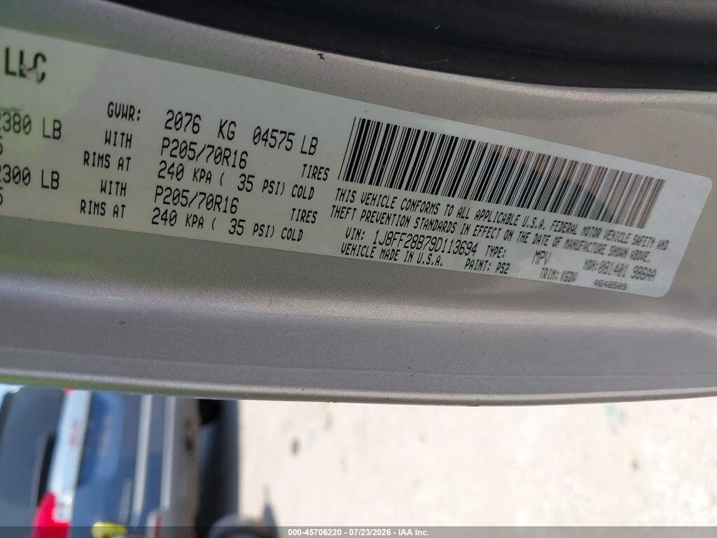 1J8FF28B79D113694 2009 JEEP PATRIOT photo no. 9