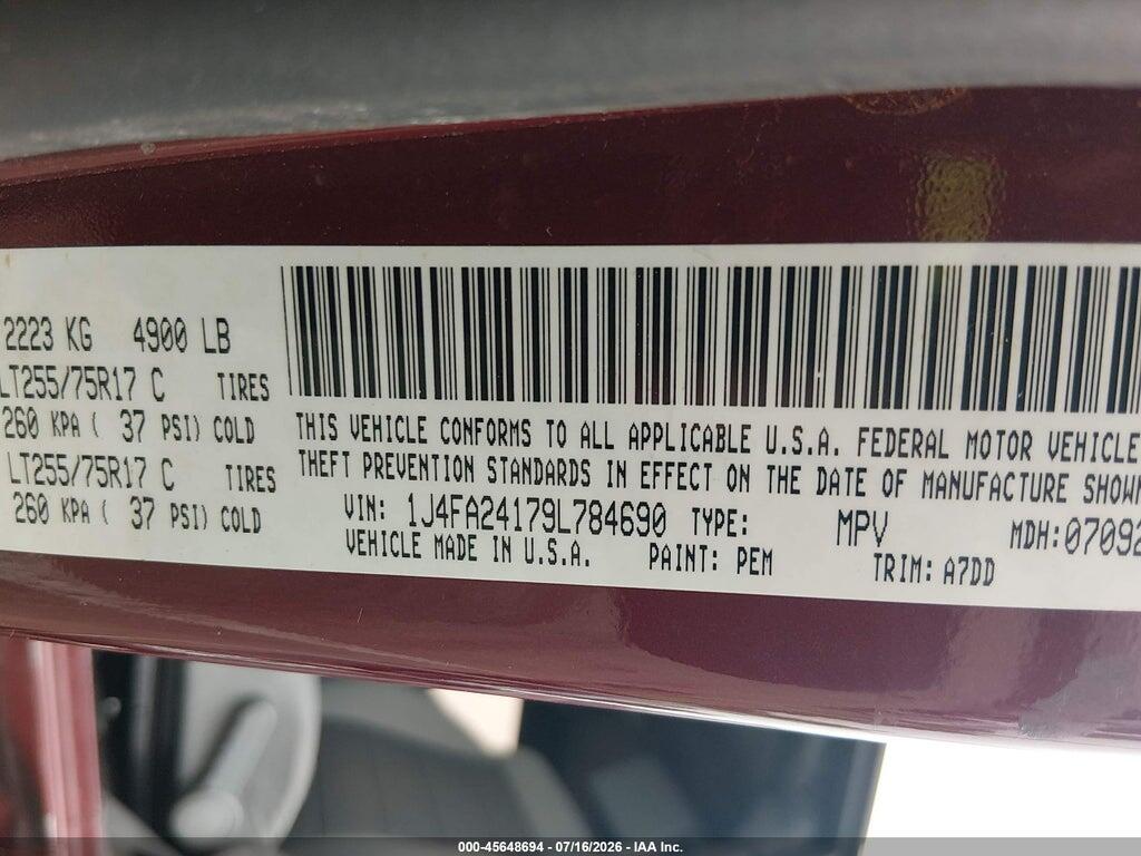 1J4FA24179L784690 2009 JEEP WRANGLER photo no. 9