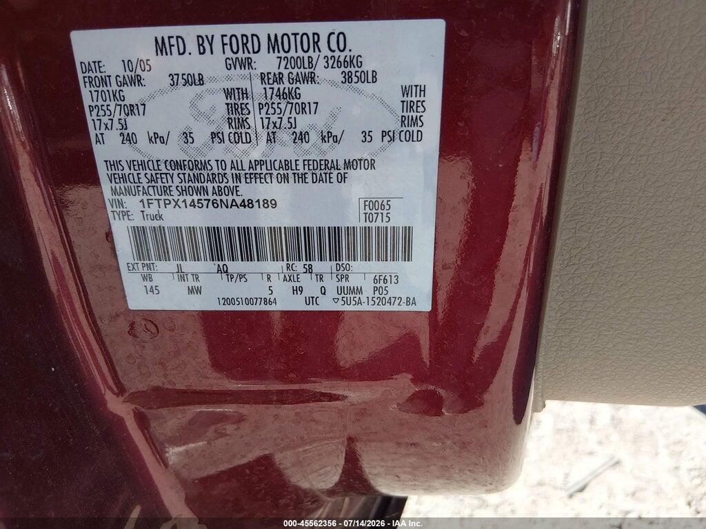 1FTPX14576NA48189 2006 FORD F-150 photo no. 9