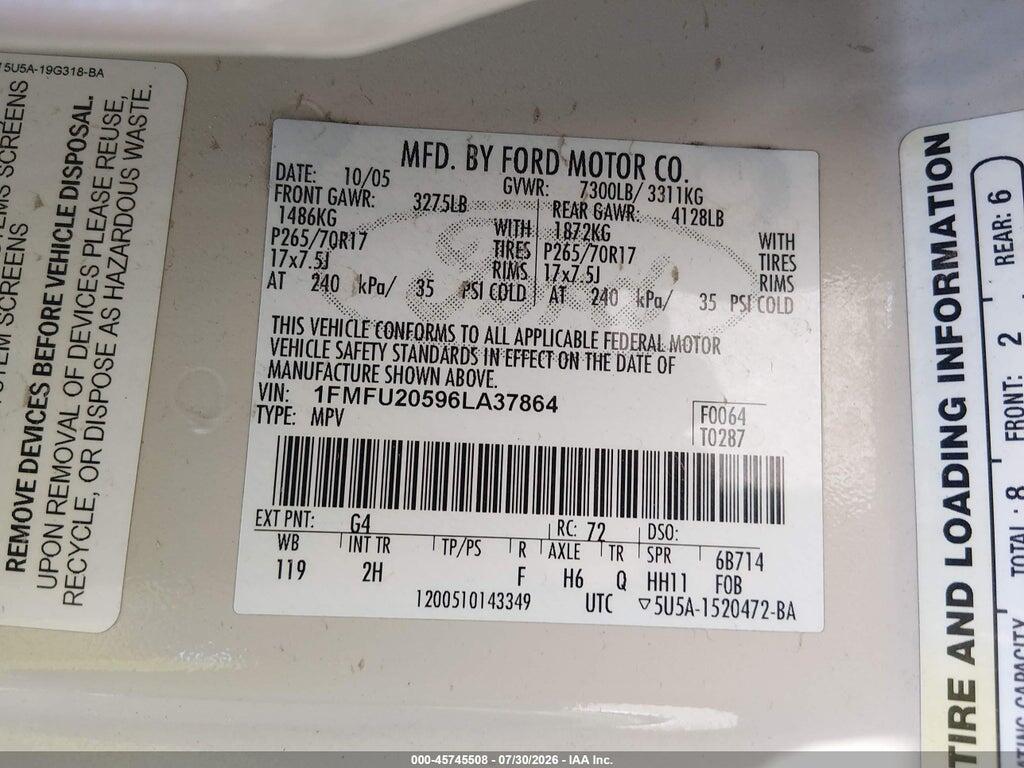1FMFU20596LA37864 2006 FORD EXPEDITION photo no. 9