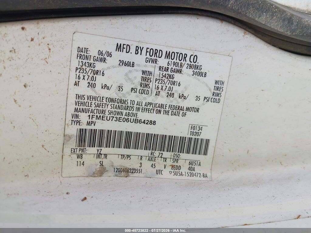 1FMEU73E06UB64288 2006 FORD EXPLORER photo no. 9