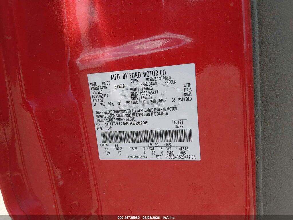 1FTPW12546KB28296 2006 FORD F-150 photo no. 9