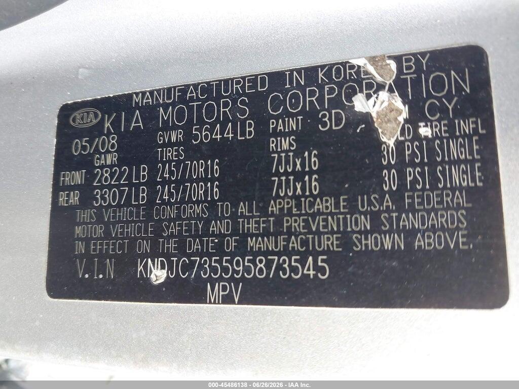 KNDJC735595873545 2009 KIA SORENTO photo no. 9