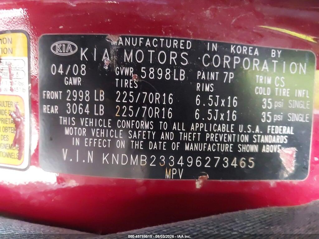 KNDMB233496273465 2009 KIA SEDONA photo no. 9