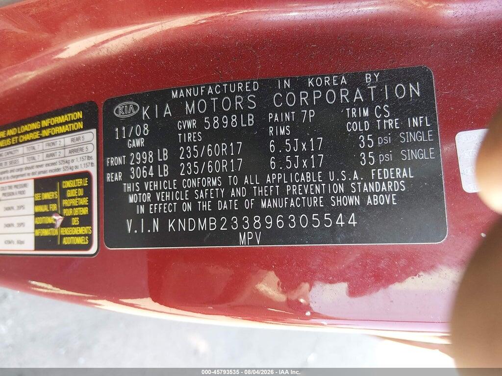 KNDMB233896305544 2009 KIA SEDONA photo no. 9