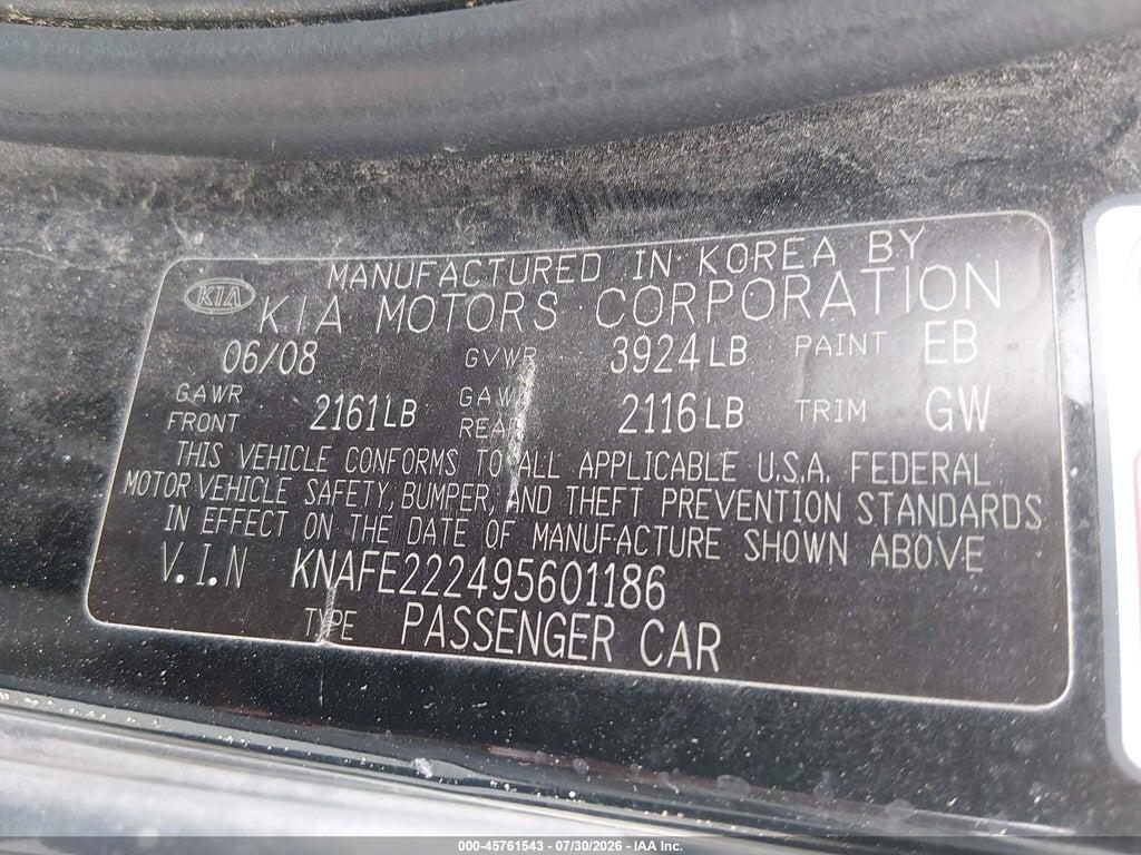 KNAFE222495601186 2009 KIA SPECTRA photo no. 9