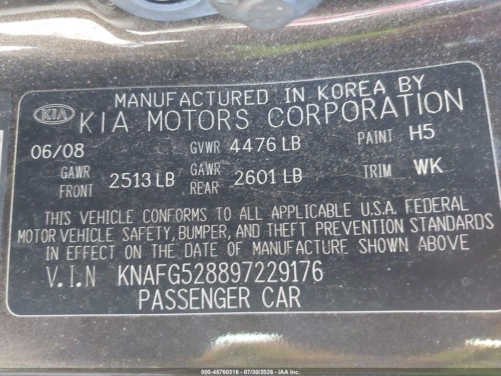 KNAFG528897229176 2009 KIA RONDO photo no. 9