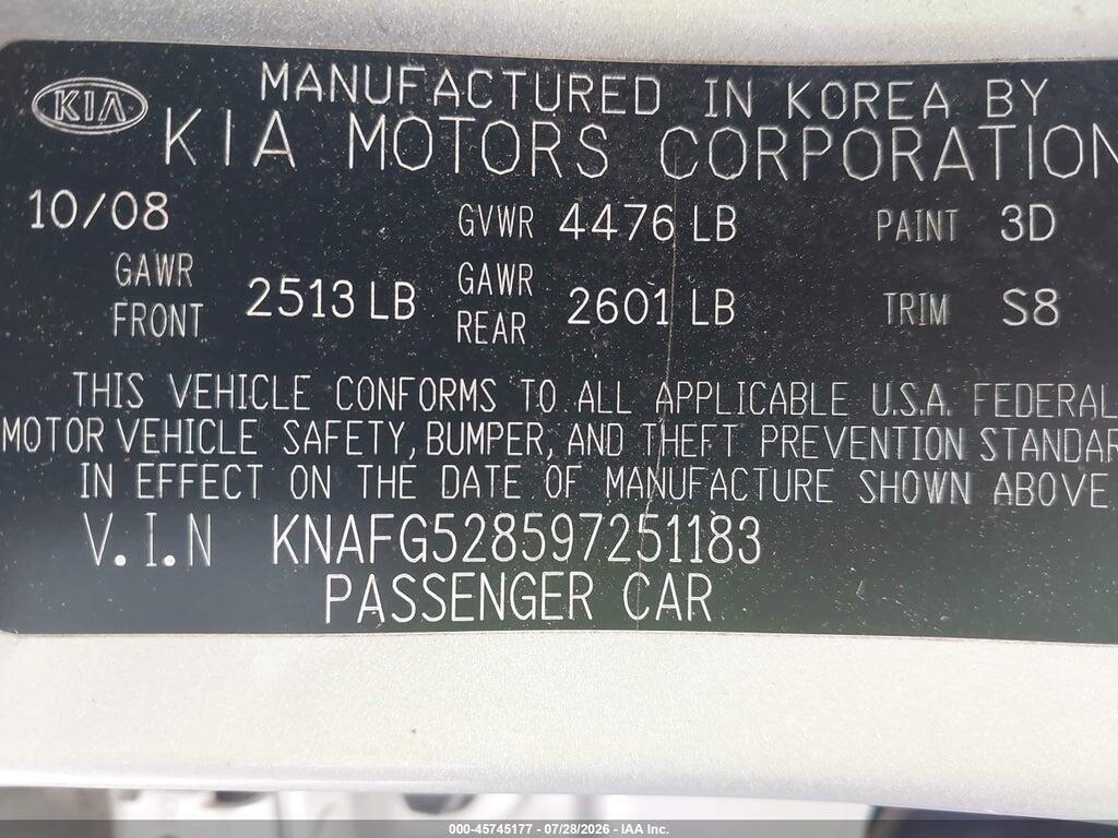 KNAFG528597251183 2009 KIA RONDO photo no. 9