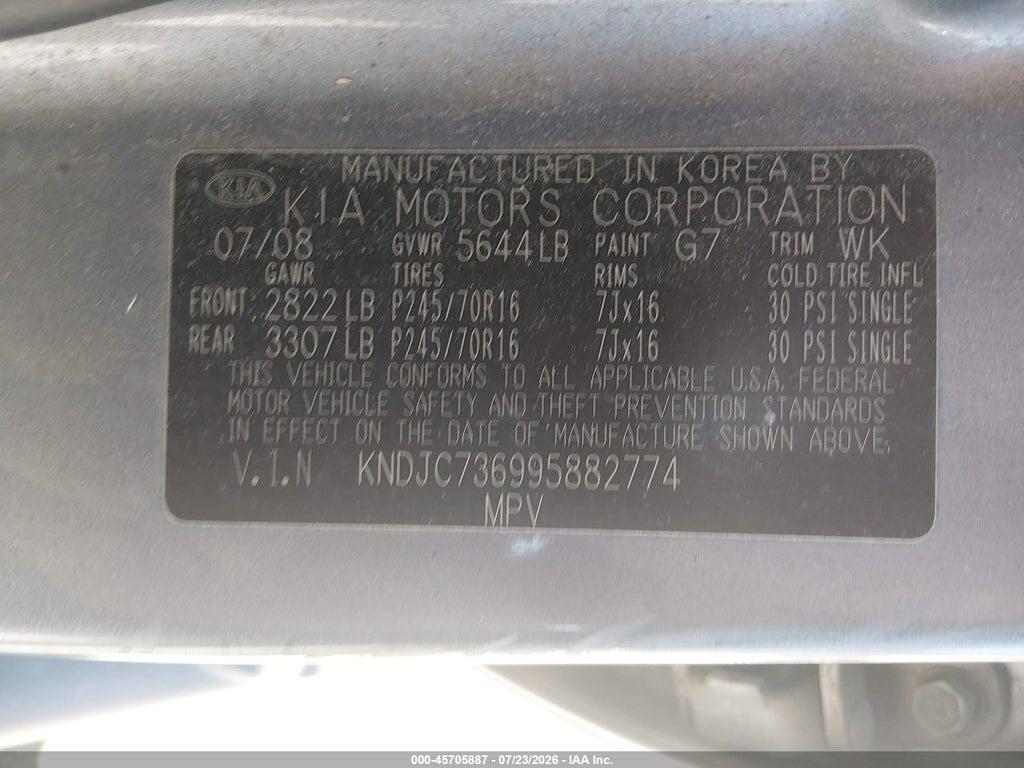 KNDJC736995882774 2009 KIA SORENTO photo no. 9