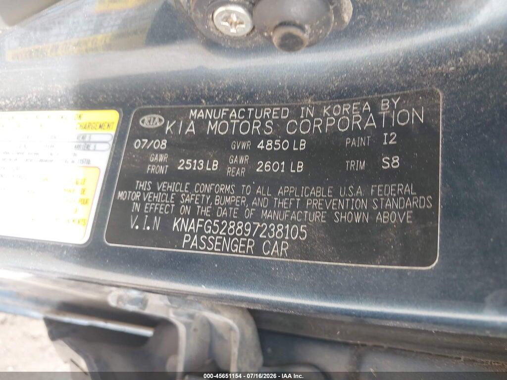 KNAFG528897238105 2009 KIA RONDO photo no. 9