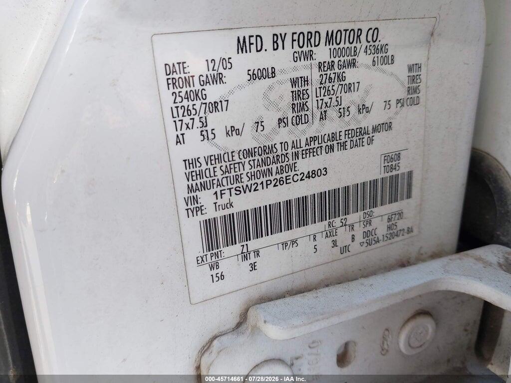 1FTSW21P26EC24803 2006 FORD F-250 photo no. 9