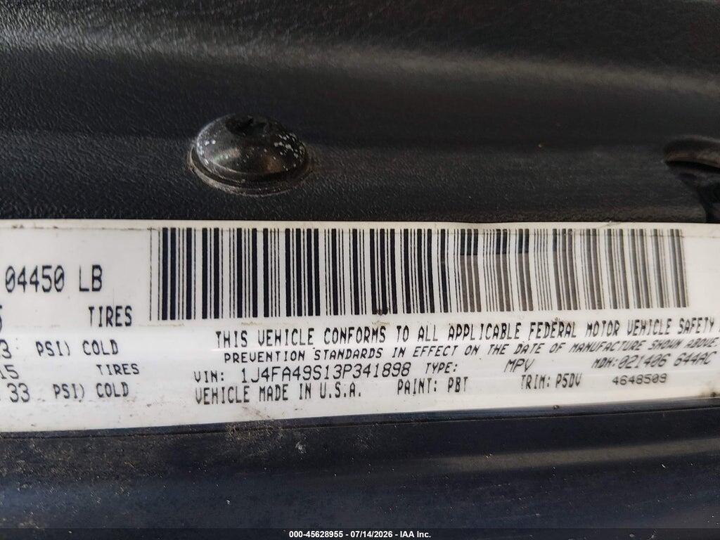 1J4FA49S13P341898 2003 JEEP WRANGLER photo no. 9