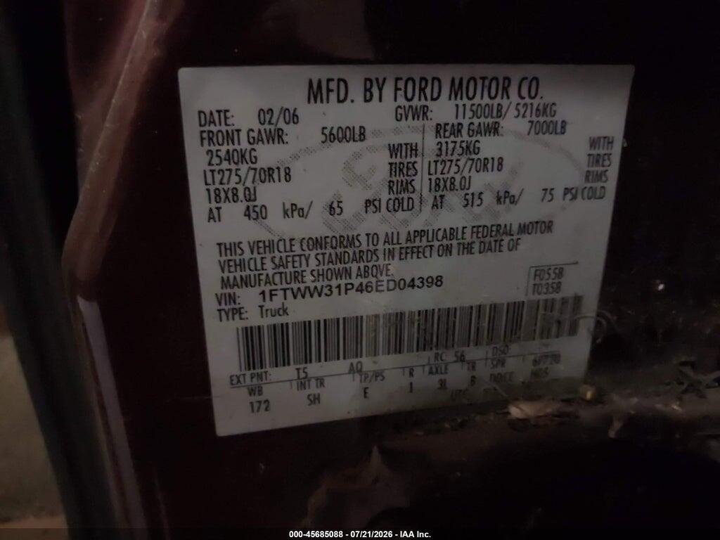 1FTWW31P46ED04398 2006 FORD F-350 photo no. 8