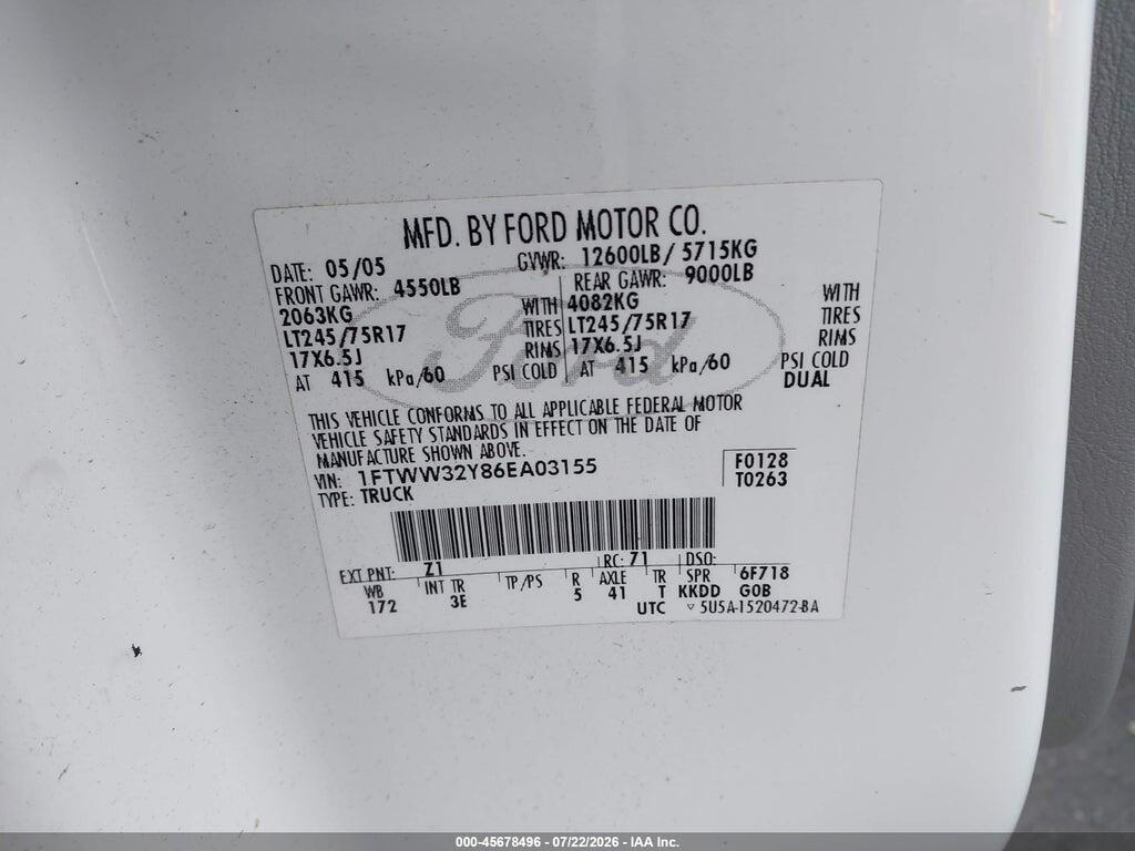1FTWW32Y86EA03155 2006 FORD F-350 photo no. 8