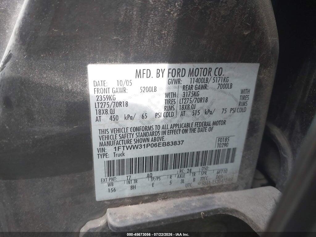 1FTWW31P06EB83837 2006 FORD F-350 photo no. 8
