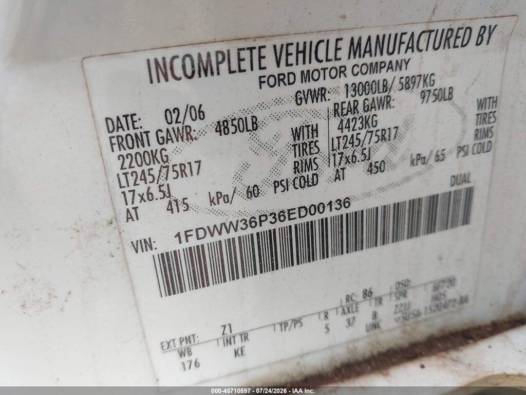 1FDWW36P36ED00136 2006 FORD F-350 CHASSIS photo no. 8