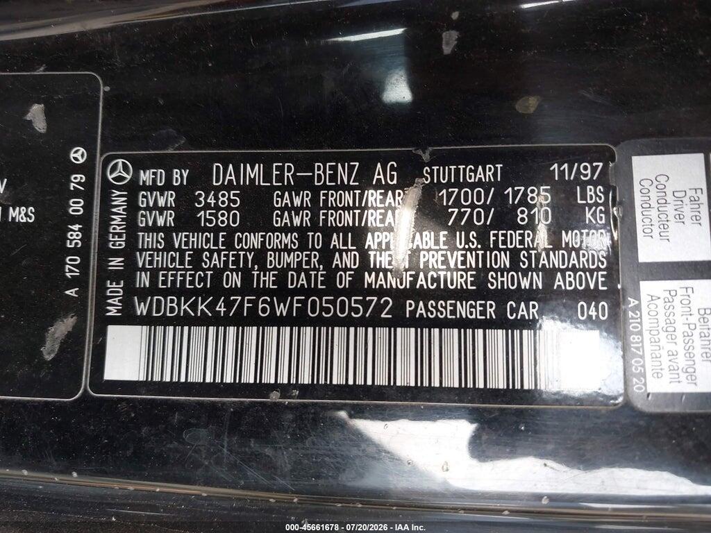WDBKK47F6WF050572 1998 MERCEDES-BENZ SLK 230 photo no. 9