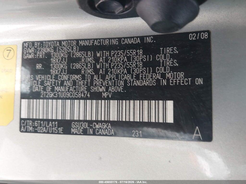 2T2GK31U09C058474 2009 LEXUS RX 350 photo no. 9
