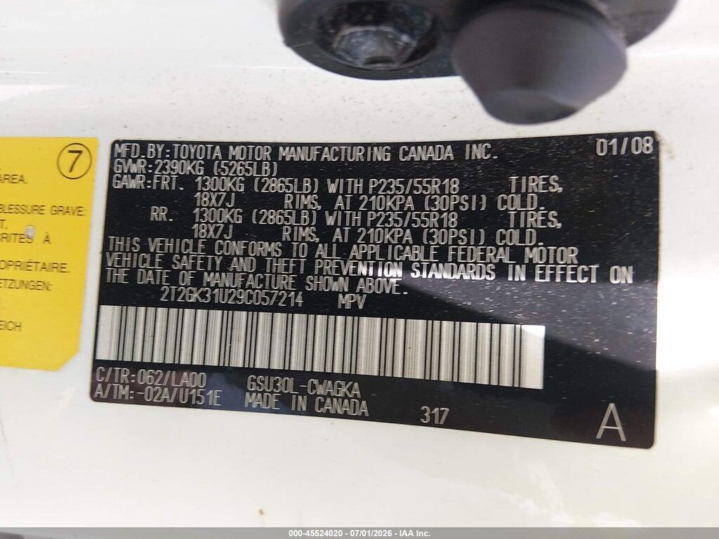 2T2GK31U29C057214 2009 LEXUS RX 350 photo no. 9