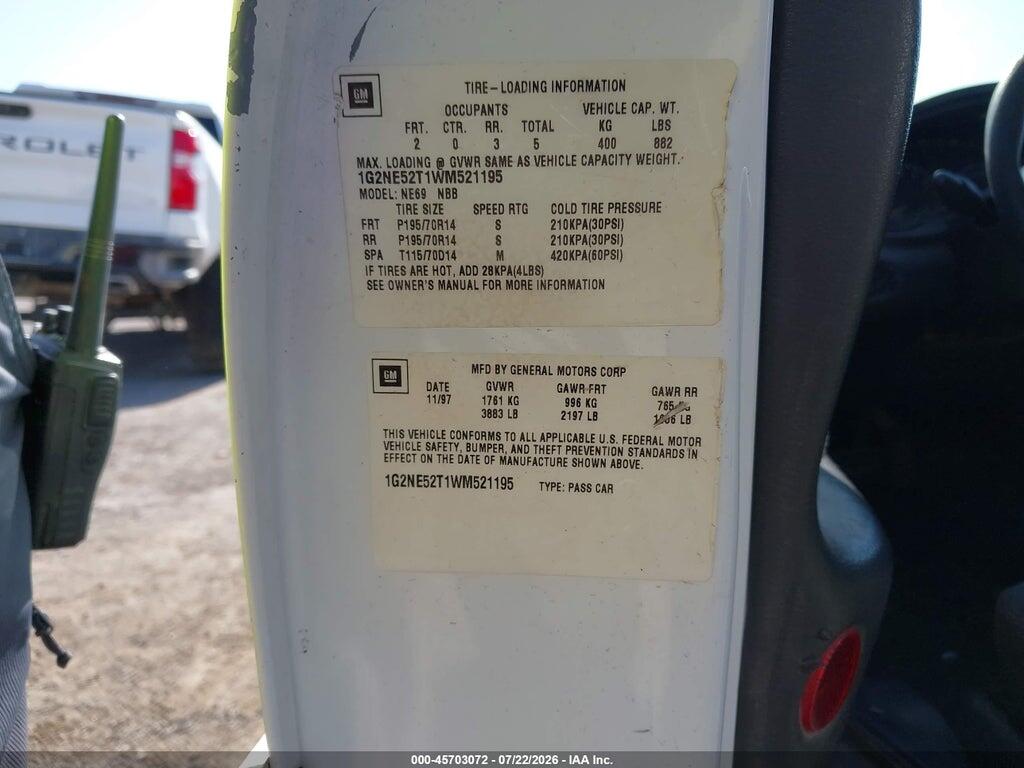 1G2NE52T1WM521195 1998 PONTIAC GRAND AM photo no. 9