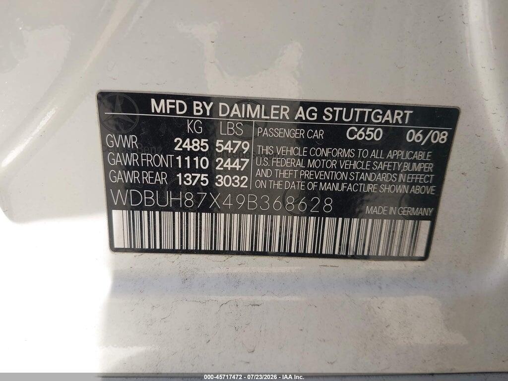 WDBUH87X49B368628 2009 MERCEDES-BENZ E 350 photo no. 9