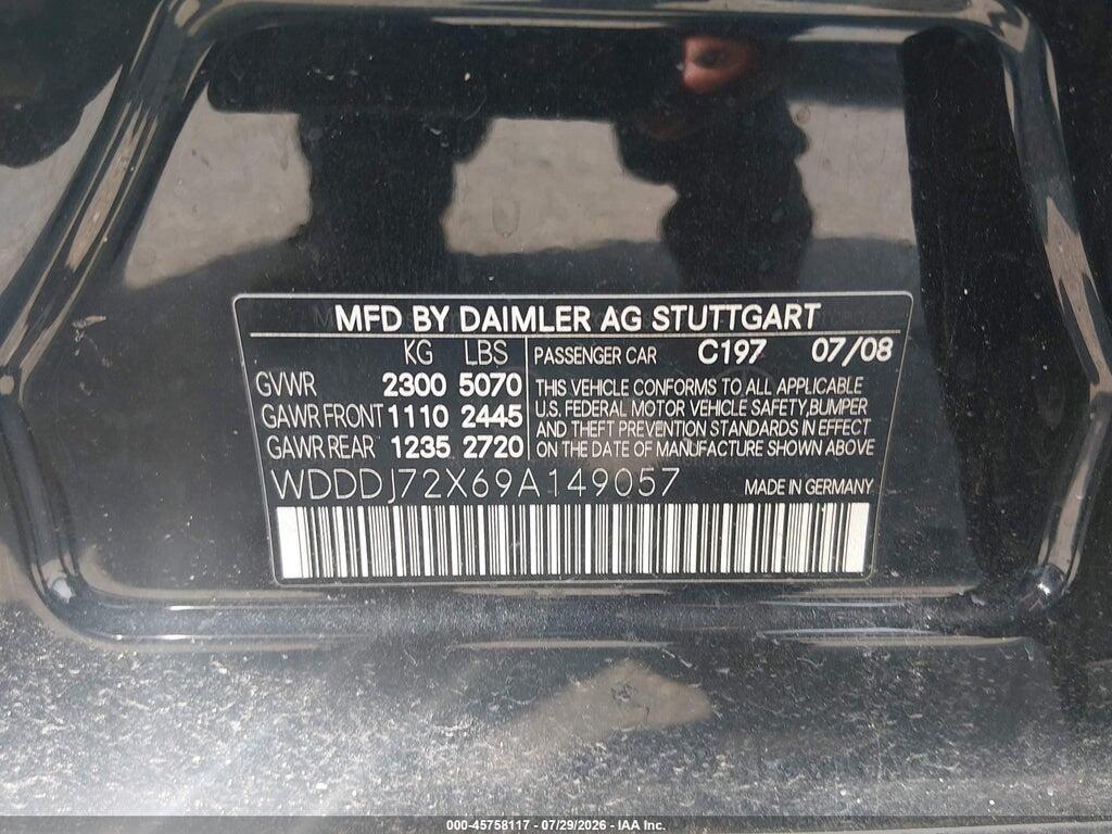 WDDDJ72X69A149057 2009 MERCEDES-BENZ CLS 550 photo no. 9