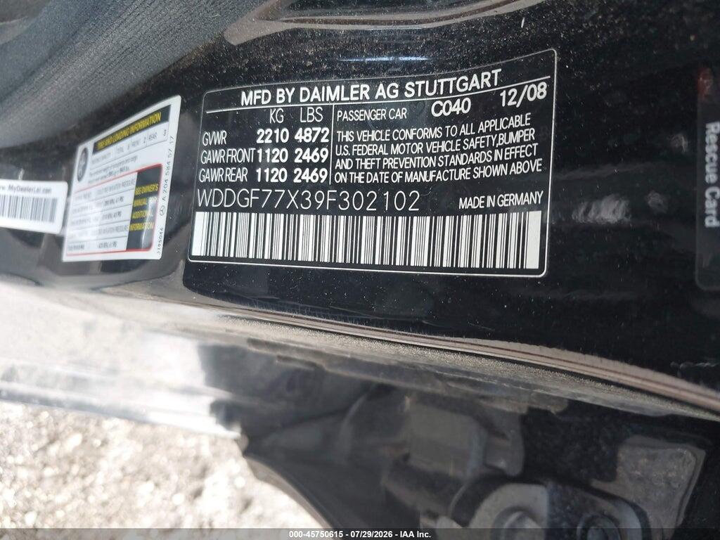 WDDGF77X39F302102 2009 MERCEDES-BENZ C 63 AMG photo no. 9