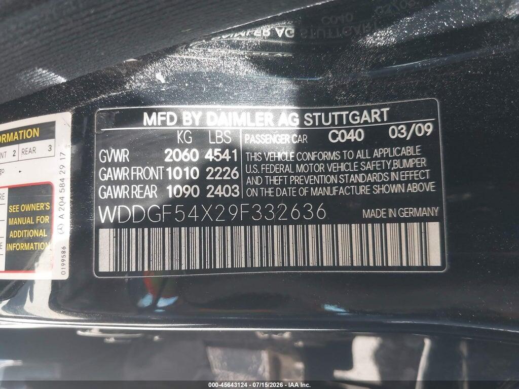 WDDGF54X29F332636 2009 MERCEDES-BENZ C 300 photo no. 9