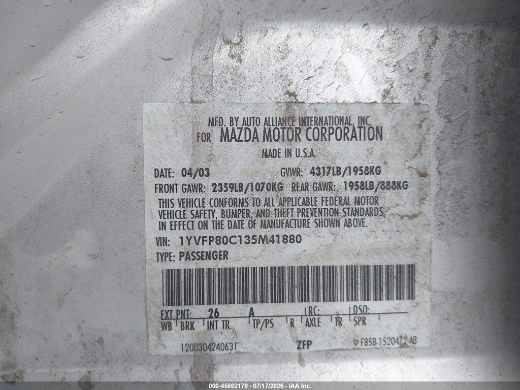 1YVFP80C135M41880 2003 MAZDA MAZDA6 photo no. 9