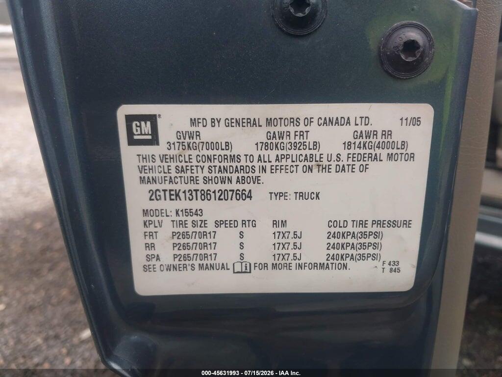 2GTEK13T861207664 2006 GMC SIERRA 1500 photo no. 9